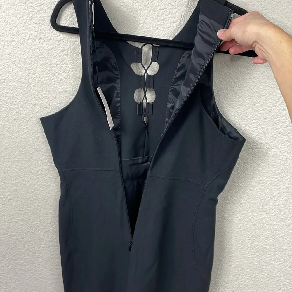 NWT Cinq a Sept Irene Dress Black Lace Up Tie Cut Out Mini Sheath Sz 10